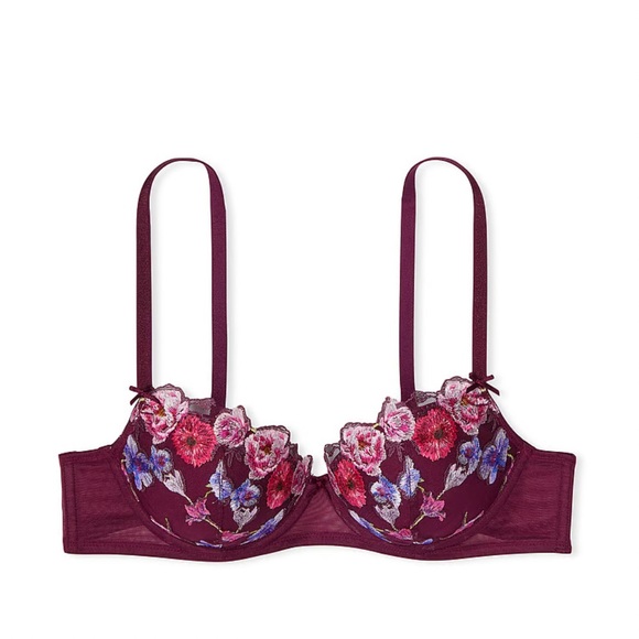 NWT Victoria’s Secret Lightly Lined Floral Embroidery Demi Bra Kir Embroidery - Picture 2 of 6
